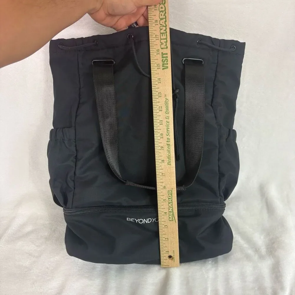 Beyond‎ Yoga Black Drawstring Top Tote Backpack Bag Medium